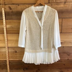 Cute top cream chiffon tan sweater
